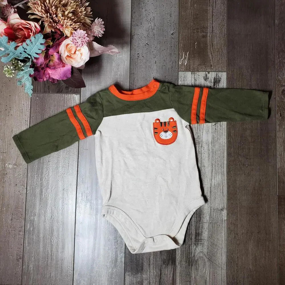 Garanimals Size 18m Baby Toddler Boy Tiger Onesie Bodysuit NWOT Green Orange